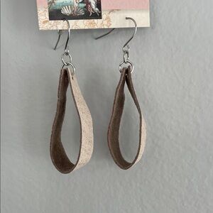 Upcycled Cream Leather Earrings